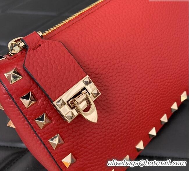 Luxury Cheap Valentino Small Rockstud Crossbody Bag in Grainy Calfskin VLTN0311 Red 2025