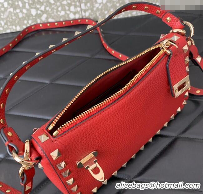 Luxury Cheap Valentino Small Rockstud Crossbody Bag in Grainy Calfskin VLTN0311 Red 2025