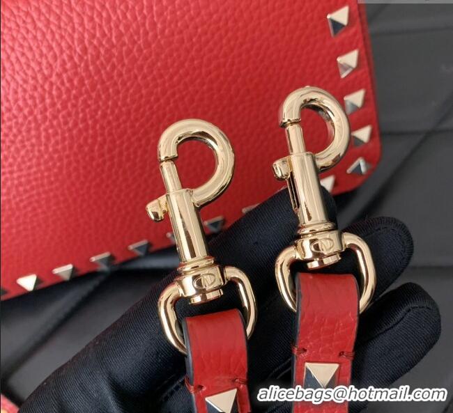 Luxury Cheap Valentino Small Rockstud Crossbody Bag in Grainy Calfskin VLTN0311 Red 2025