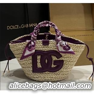 Good Taste Dolce&Gabbana Small Straw Shopper Bag 2828 Purple 2025