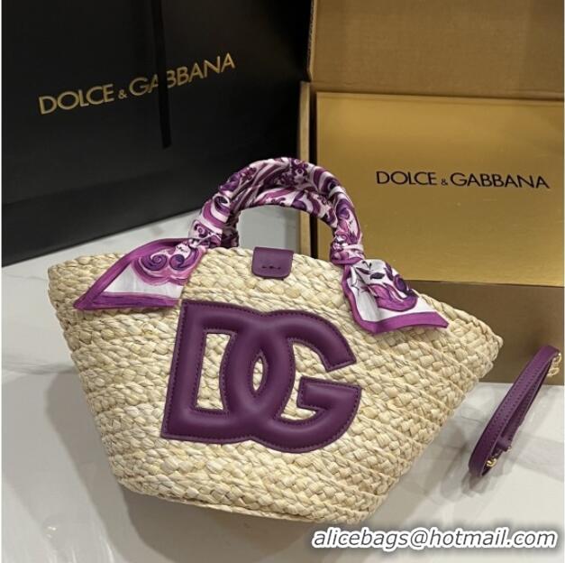 Good Taste Dolce&Gabbana Small Straw Shopper Bag 2828 Purple 2025