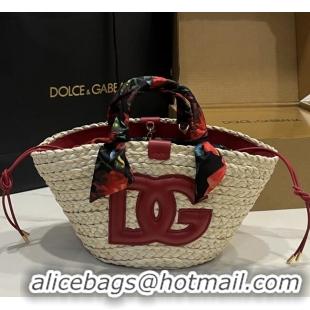 Well Crafted Dolce&Gabbana Small Straw Shopper Bag 2828 Deep Red 2025
