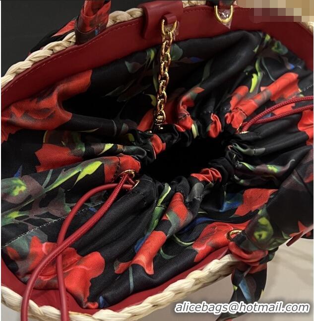 Well Crafted Dolce&Gabbana Small Straw Shopper Bag 2828 Deep Red 2025