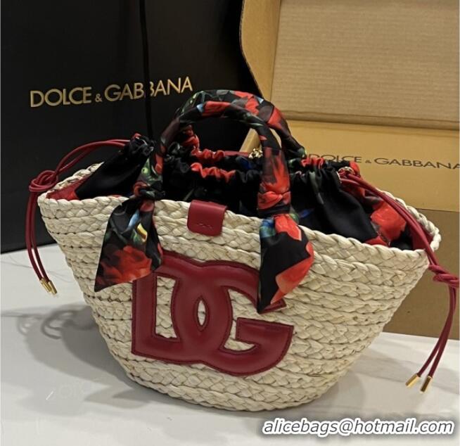 Well Crafted Dolce&Gabbana Small Straw Shopper Bag 2828 Deep Red 2025