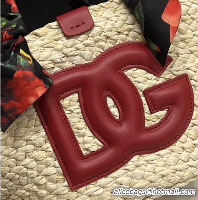 Well Crafted Dolce&Gabbana Small Straw Shopper Bag 2828 Deep Red 2025