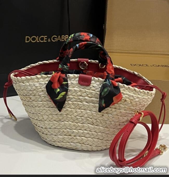Well Crafted Dolce&Gabbana Small Straw Shopper Bag 2828 Deep Red 2025
