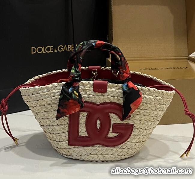 Well Crafted Dolce&Gabbana Small Straw Shopper Bag 2828 Deep Red 2025