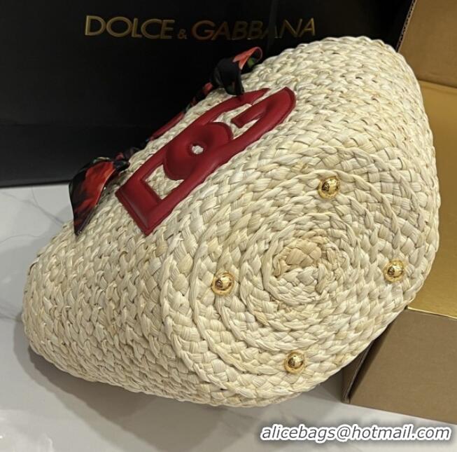 Well Crafted Dolce&Gabbana Small Straw Shopper Bag 2828 Deep Red 2025