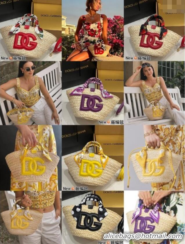 Well Crafted Dolce&Gabbana Small Straw Shopper Bag 2828 Deep Red 2025