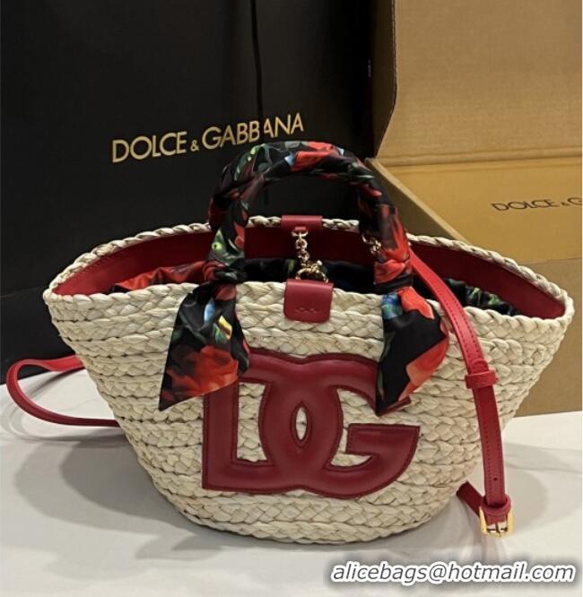 Well Crafted Dolce&Gabbana Small Straw Shopper Bag 2828 Deep Red 2025