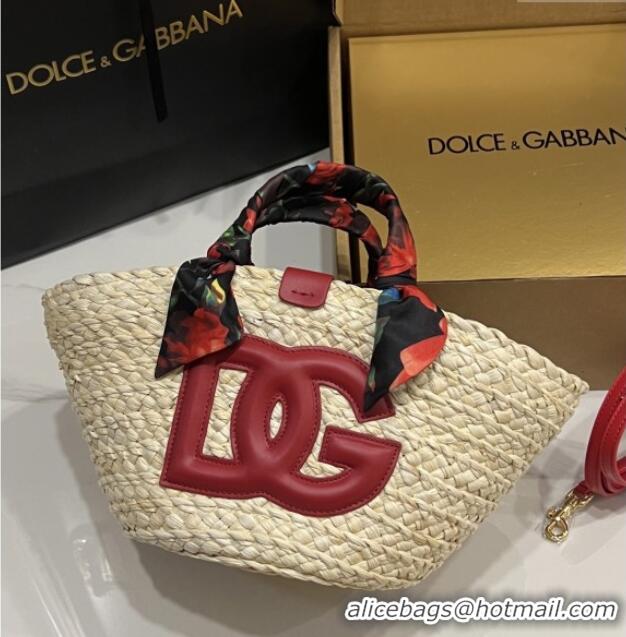 Well Crafted Dolce&Gabbana Small Straw Shopper Bag 2828 Deep Red 2025