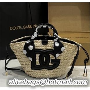 Best Price Discount Dolce&Gabbana Small Straw Shopper Bag 2828 Black 2025