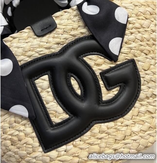 Best Price Discount Dolce&Gabbana Small Straw Shopper Bag 2828 Black 2025