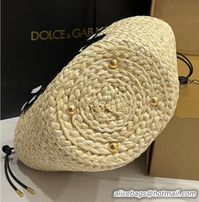 Best Price Discount Dolce&Gabbana Small Straw Shopper Bag 2828 Black 2025