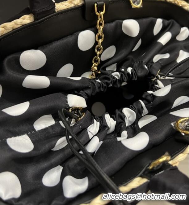 Best Price Discount Dolce&Gabbana Small Straw Shopper Bag 2828 Black 2025