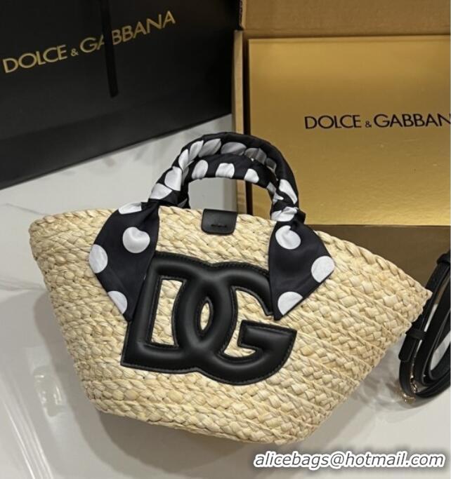 Best Price Discount Dolce&Gabbana Small Straw Shopper Bag 2828 Black 2025