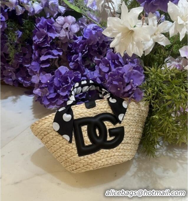 Best Price Discount Dolce&Gabbana Small Straw Shopper Bag 2828 Black 2025