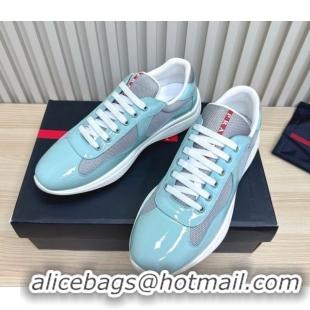 Sophisticated Prada Men's America's Cup Bike Patent Leather and Fabric Sneakers Blue 2025 3E6420 1027126