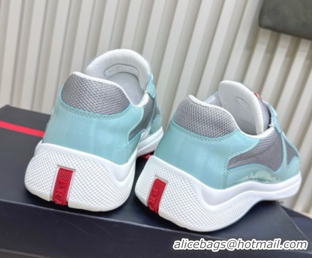 Sophisticated Prada Men's America's Cup Bike Patent Leather and Fabric Sneakers Blue 2025 3E6420 1027126