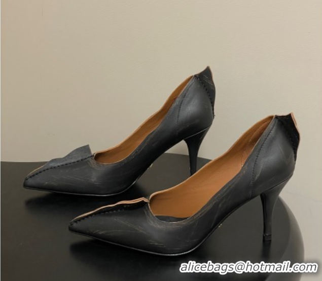 Stylish Prada Antiqued leather pumps 8.5cm with edges Black 2025 1I194O 1027127