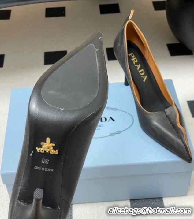 Stylish Prada Antiqued leather pumps 8.5cm with edges Black 2025 1I194O 1027127
