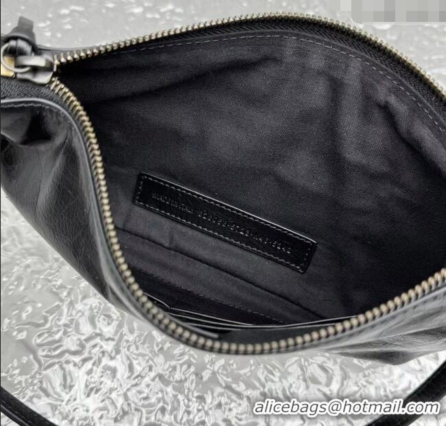 Inexpensive Balenciaga Le City Moto Small Shoulder Bag in Arena Storico Lambskin 92601 Black 2025