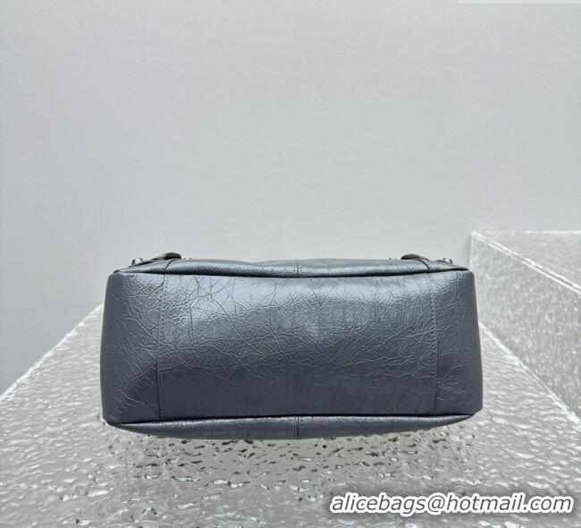 Perfect Cheap Balenciaga Le City Moto Small Shoulder Bag in Arena Storico Lambskin 92601 Grey 2025