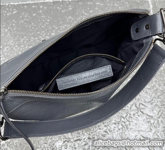 Perfect Cheap Balenciaga Le City Moto Small Shoulder Bag in Arena Storico Lambskin 92601 Grey 2025
