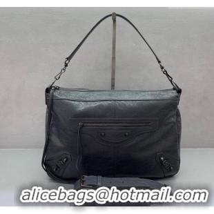 Market Sells Balenciaga Le City Moto Medium Shoulder Bag in Arena Storico Lambskin 92601 Grey 2025