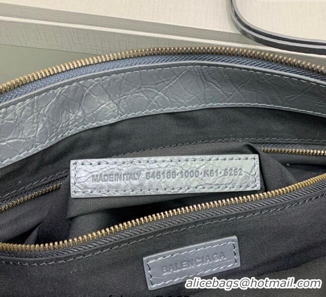 Market Sells Balenciaga Le City Moto Medium Shoulder Bag in Arena Storico Lambskin 92601 Grey 2025
