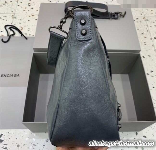 Market Sells Balenciaga Le City Moto Medium Shoulder Bag in Arena Storico Lambskin 92601 Grey 2025