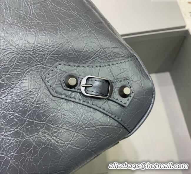 Market Sells Balenciaga Le City Moto Medium Shoulder Bag in Arena Storico Lambskin 92601 Grey 2025