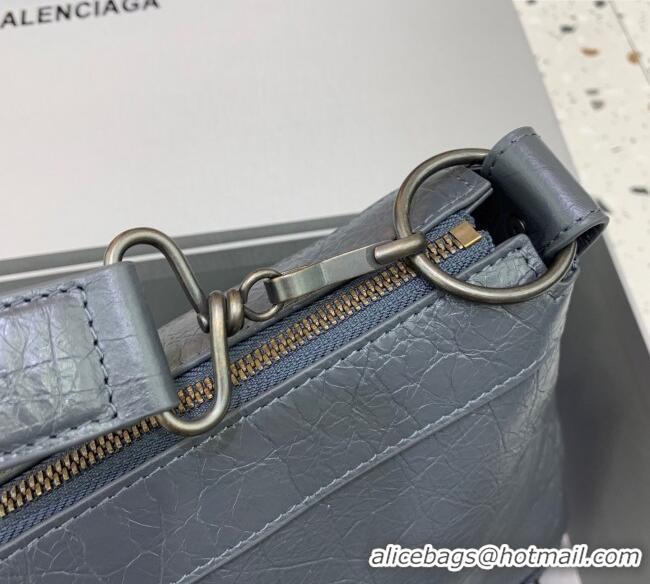 Market Sells Balenciaga Le City Moto Medium Shoulder Bag in Arena Storico Lambskin 92601 Grey 2025