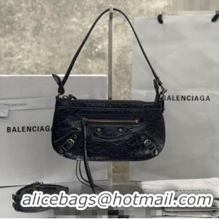 Well Crafted Balenciaga Le City Pouch Bag On Strap in Arena Storico Lambskin 0904 Black 2025