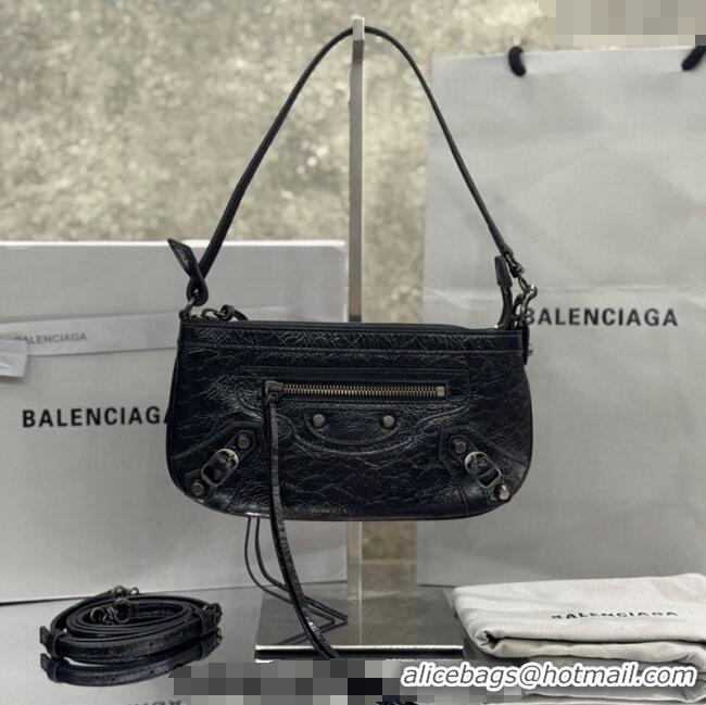 Well Crafted Balenciaga Le City Pouch Bag On Strap in Arena Storico Lambskin 0904 Black 2025