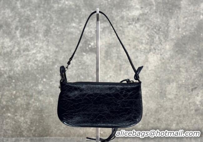 Well Crafted Balenciaga Le City Pouch Bag On Strap in Arena Storico Lambskin 0904 Black 2025