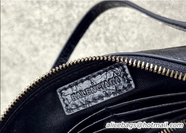 Well Crafted Balenciaga Le City Pouch Bag On Strap in Arena Storico Lambskin 0904 Black 2025