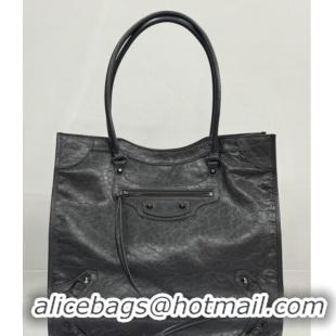Promotional Balenciaga Le City Tote Bag Medium in Arena Storico Lambskin 1029 Grey 2025
