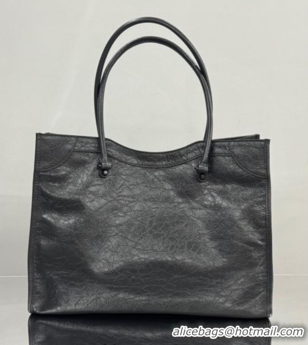Promotional Balenciaga Le City Tote Bag Medium in Arena Storico Lambskin 1029 Grey 2025