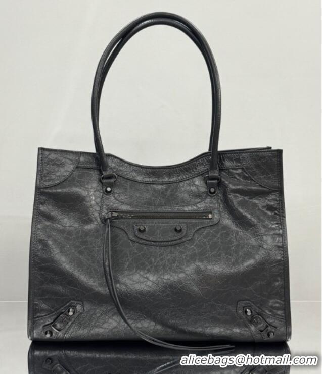 Promotional Balenciaga Le City Tote Bag Medium in Arena Storico Lambskin 1029 Grey 2025