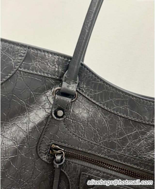 Promotional Balenciaga Le City Tote Bag Medium in Arena Storico Lambskin 1029 Grey 2025