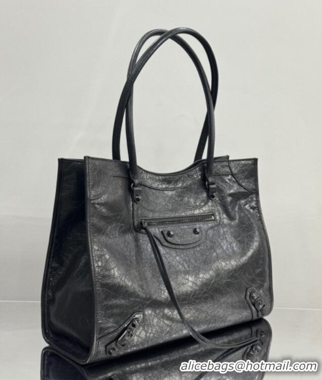 Promotional Balenciaga Le City Tote Bag Medium in Arena Storico Lambskin 1029 Grey 2025