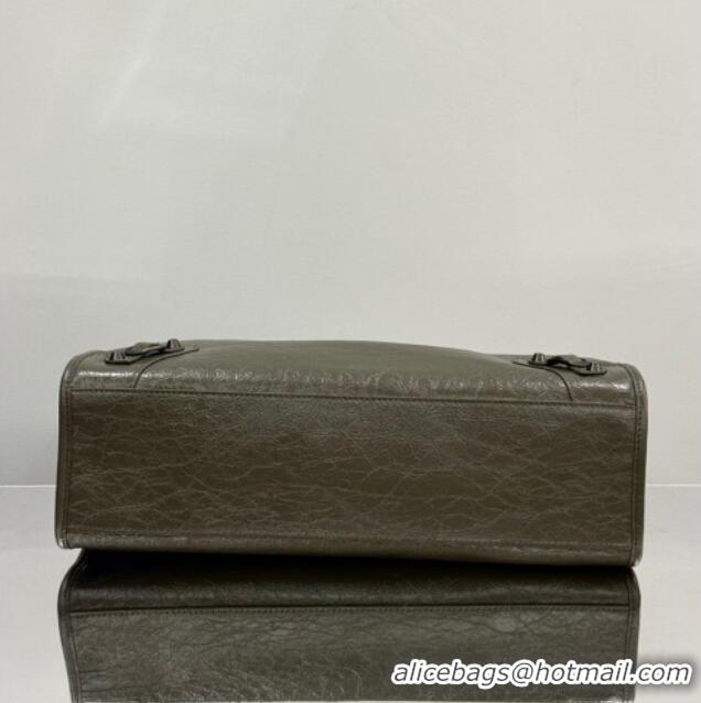 Big Discount Balenciaga Le City Tote Bag Medium in Arena Storico Lambskin 1029 Army Green 2025