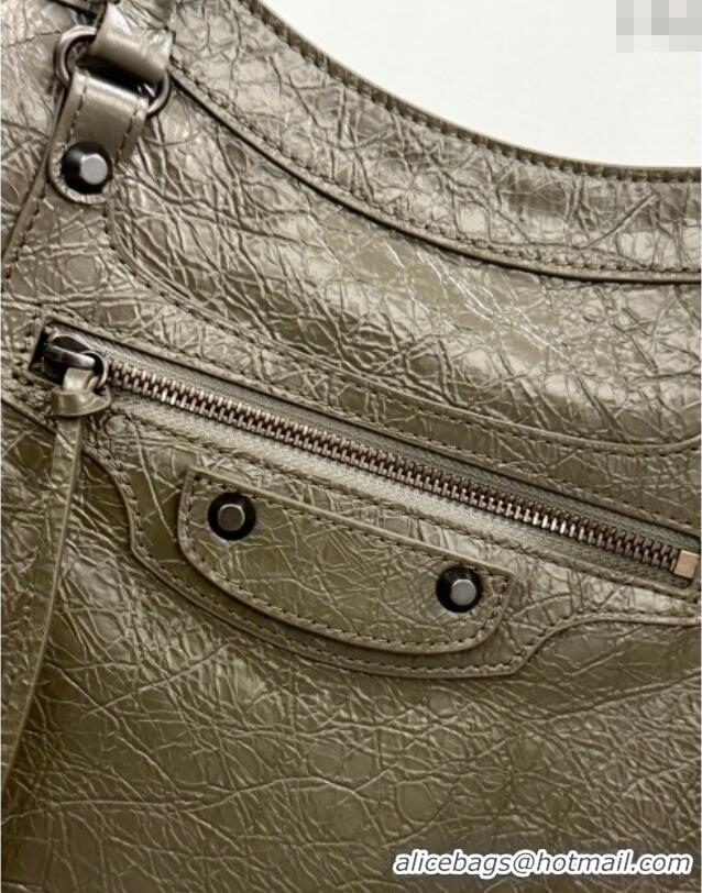 Big Discount Balenciaga Le City Tote Bag Medium in Arena Storico Lambskin 1029 Army Green 2025