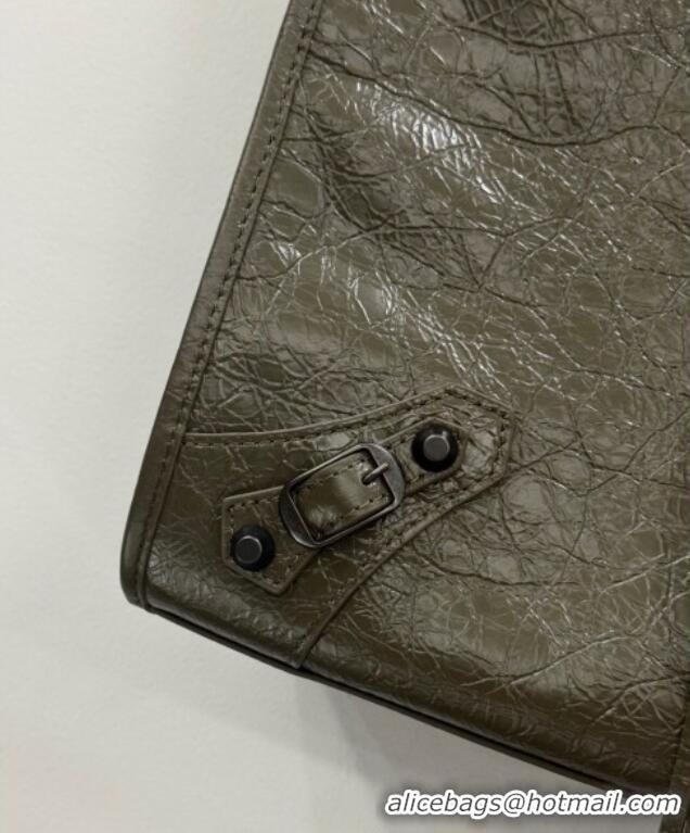 Big Discount Balenciaga Le City Tote Bag Medium in Arena Storico Lambskin 1029 Army Green 2025