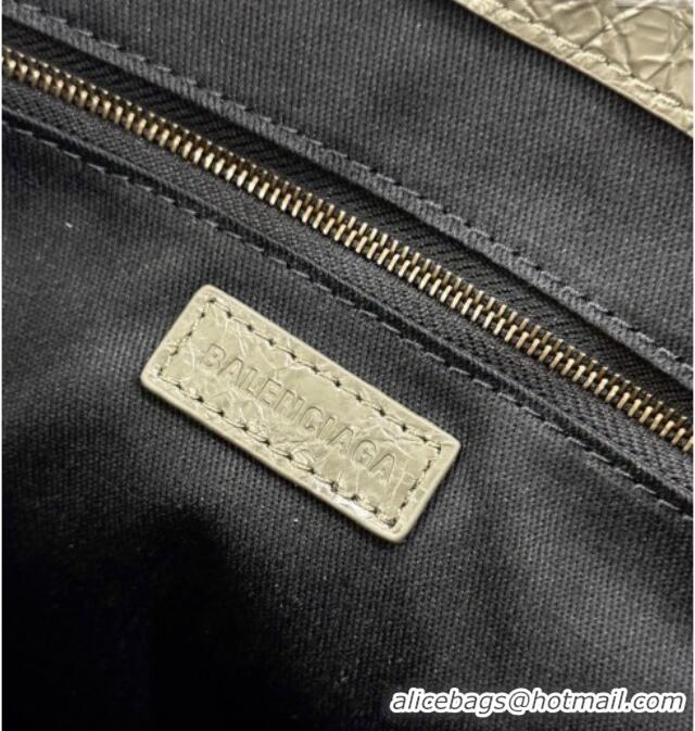 Big Discount Balenciaga Le City Tote Bag Medium in Arena Storico Lambskin 1029 Army Green 2025