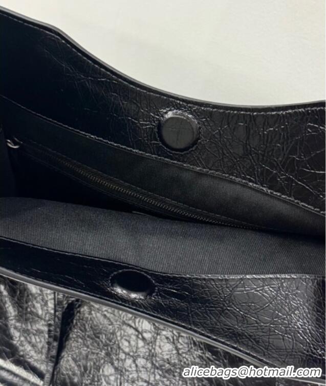 Promotional Balenciaga Le City Tote Bag Medium in Arena Storico Lambskin 1029 Black 2025