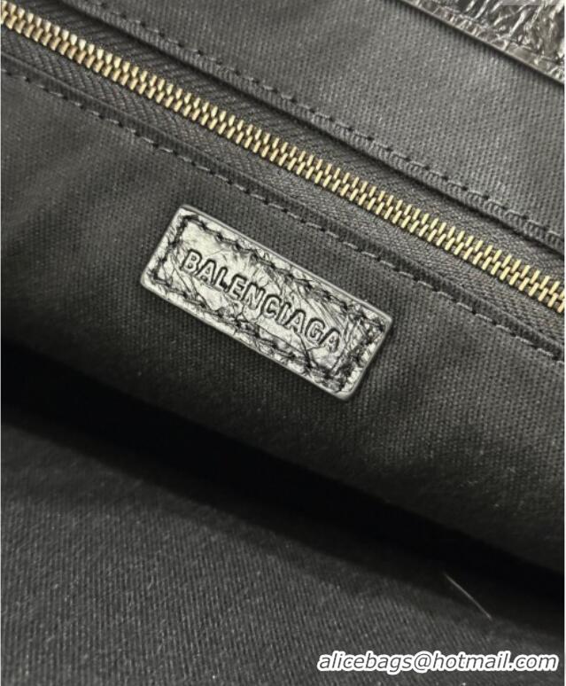 Promotional Balenciaga Le City Tote Bag Medium in Arena Storico Lambskin 1029 Black 2025