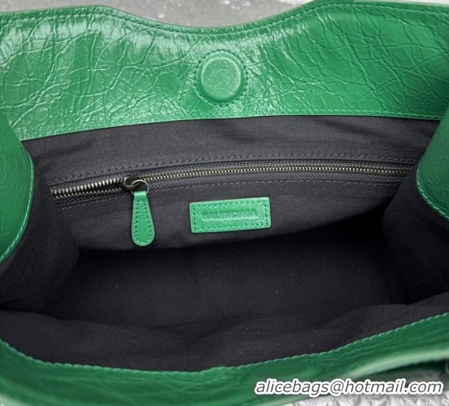Top Design Balenciaga Le City Tote Bag Small in Arena Storico Lambskin 1029 Green 2025