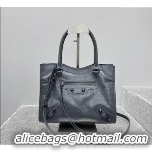 Luxury Discount Balenciaga Le City Tote Bag Small in Arena Storico Lambskin 1029 Grey 2025